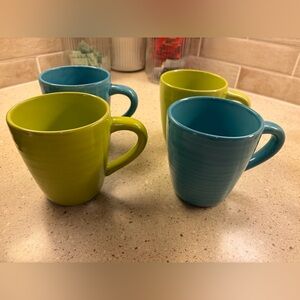 Pottery Barn Sausalito Ridge Teal and Lime Mugs